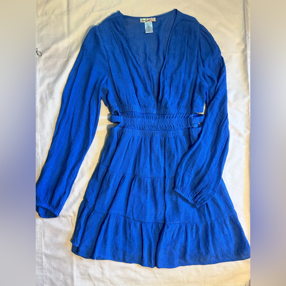 Chic Blue Long Sleeve Mini Dress